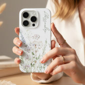 ホワイトボホスタイルの水彩野の花 iPhoneケース