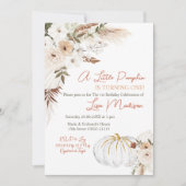 ホワイトボホパンプキン誕生日招待状 招待状 (正面)