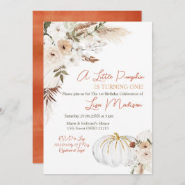 ホワイトボホパンプキン誕生日招待状 招待状