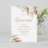 ホワイトボホフラワーズセージキンセアニェラバラ金ゴールド 箔招待状 (立ち正面)