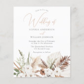 ホワイトボホフラワーズバジェット結婚式招待状 (正面)