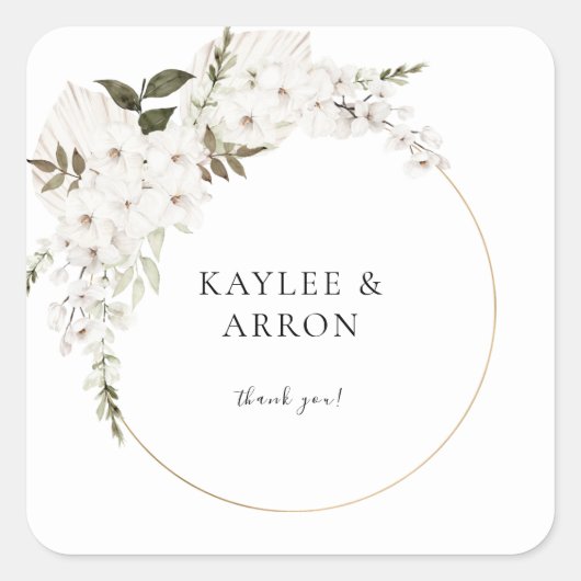 ホワイトボホフローラありがとう2 スクエアシール (正面)