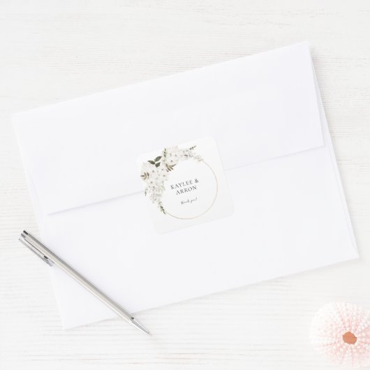 ホワイトボホフローラありがとう2 スクエアシール (封筒)