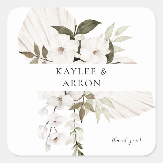ホワイトボホフローラサンキュー スクエアシール (正面)