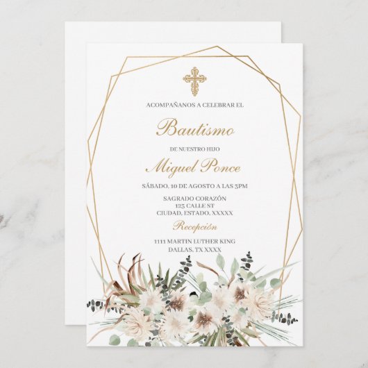 ホワイトボホールバプテスマスペインの招待状 招待状 (正面/裏面)