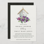 ホワイトボホ素朴フローラバードハウスブライダルシャワー 招待状 (正面/裏面)