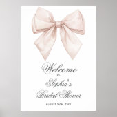ホワイトボーエレガントブライダルシャワーウェルカムサイン ポスター (正面)