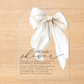 ホワイトボーエレガントブライダルシャワーシッククリーム アクリル招待状 (正面)