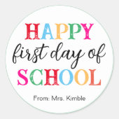 ホワイトボーカラフルドスクールステッカー ラウンドシール (正面)