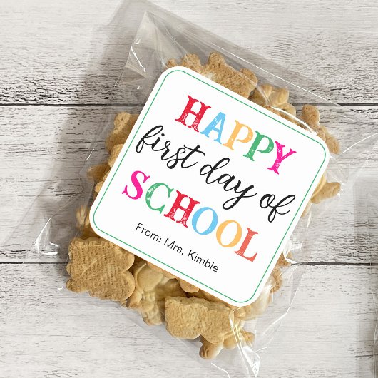 ホワイトボーカラフルドスクールステッカー（四角） スクエアシール