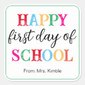 ホワイトボーカラフルドスクールステッカー（四角） スクエアシール (正面)