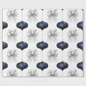 ホワイトボーズブルーオーナメントホリデイ ラッピングペーパー (フラット)