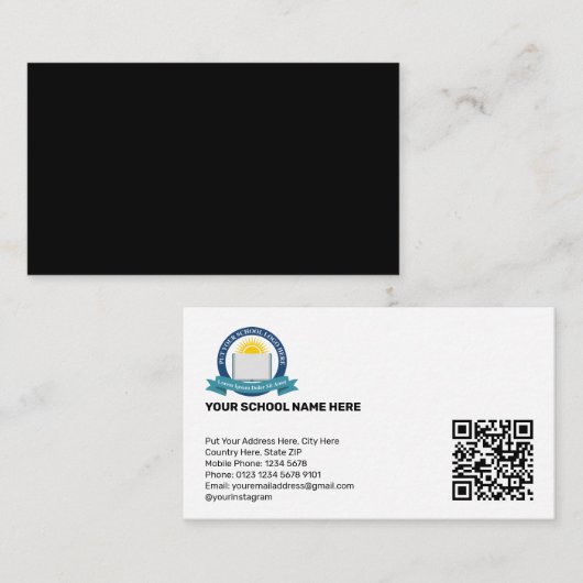 ホワイトボードスクール先生とQRコード 名刺 (正面/裏面)