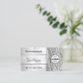 ホワイトボード素朴木の樹皮の穀物のロゴ 名刺 (スタンド正面)