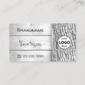 ホワイトボード素朴木の樹皮の穀物のロゴ 名刺 (正面)