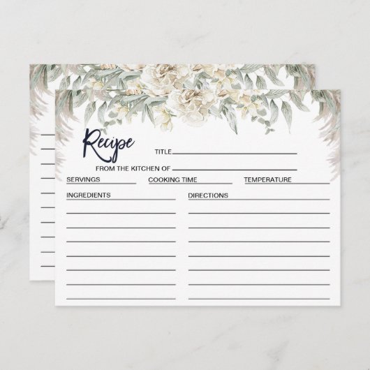 ホワイトボーフローラブライダルシャワーレシピカード ポストカード (正面/裏面)