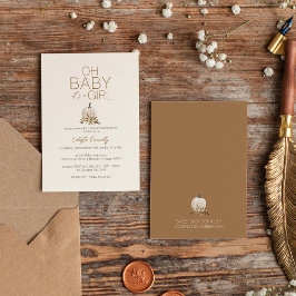 ホワイトボ素朴ーホーカボチャOhベビーガールシャワー 招待状