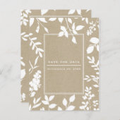 ホワイトボ葉タニカルシンプル素朴保存日 案内ポストカード (正面/裏面)