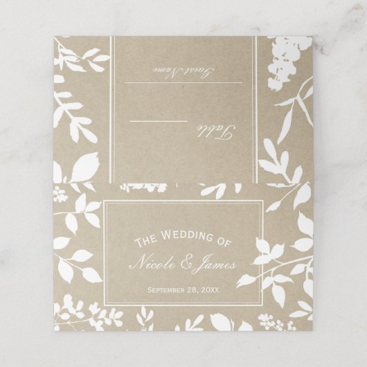 ホワイトボ離れタニカルシンプル素朴結婚のテーブル プレイスカード (外部開封)