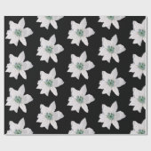 ホワイトポインセチアのクリスマス包装紙 ラッピングペーパー (フラット)