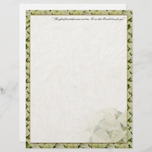 ホワイトポインセチアのクリスマス文房具 (正面/裏面)