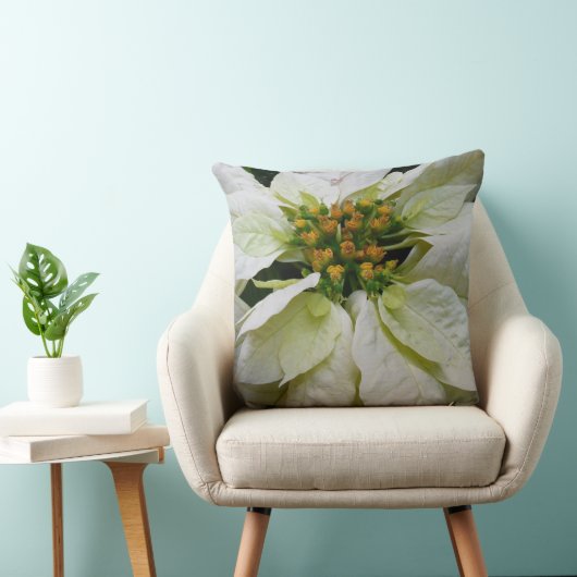 ホワイトポインセチアエレガントクリスマスホリデーフローラ クッション (椅子)