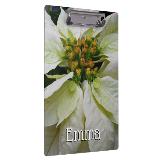 ホワイトポインセチアエレガントクリスマスホリデーフローラ クリップボード (右)