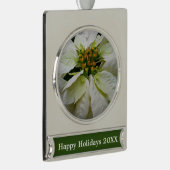 ホワイトポインセチアエレガントクリスマスホリデーフローラ シルバープレートバナーオーナメント (右)