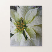 ホワイトポインセチアエレガントクリスマスホリデーフローラ ジグソーパズル (縦)