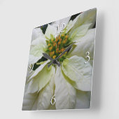 ホワイトポインセチアエレガントクリスマスホリデーフローラ スクエア壁時計 (傾斜)