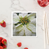 ホワイトポインセチアエレガントクリスマスホリデーフローラ スタンダードカクテルナプキン (インサイチュ)