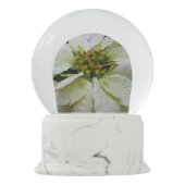 ホワイトポインセチアエレガントクリスマスホリデーフローラ スノーグローブ (裏面)