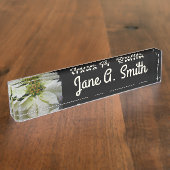 ホワイトポインセチアエレガントクリスマスホリデーフローラ デスクネームプレート (側面)