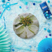 ホワイトポインセチアエレガントクリスマスホリデーフローラ ペーパープレート (パーティー)