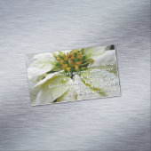 ホワイトポインセチアエレガントクリスマスホリデーフローラ マグネット名刺 (インサイチュ)