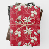 ホワイトポインセチアエレガントクリスマス ラッピングペーパーシート (インサイチュ)