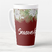 ホワイトポインセチアガーランドホリデイ カフェラテマグ (左アングル)