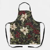 ホワイトポインセチアクリスマスデザインエプロン エプロン (正面)