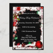 ホワイトポインセチアクリスマスパーティの招待状 招待状 (正面/裏面)