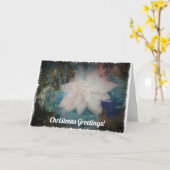 ホワイトポインセチアクリスマスフラワーオーナメントホリデー カード (黄色い花)