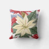 ホワイトポインセチアクリスマスホリデーウィンター クッション (裏面)