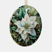 ホワイトポインセチアパーソナライズされたクリスマス装飾 セラミックオーナメント (右)