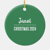 ホワイトポインセチアパーソナライズされたクリスマス装飾 セラミックオーナメント (裏面)