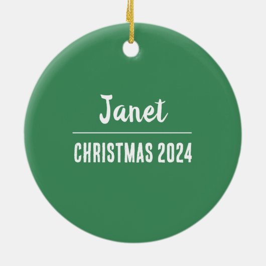 ホワイトポインセチアパーソナライズされたクリスマス装飾 セラミックオーナメント (裏面)