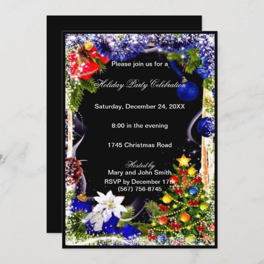 ホワイトポインセチアフェスティバルツリークリスマスパーティー 招待状 (正面/裏面)