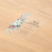 ホワイトポインセチアフローラ40歳の誕生日パーティー アクリル招待状 (レイダウン)