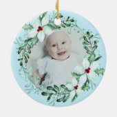 ホワイトポインセチアリースナナ写真テンプレート セラミックオーナメント (裏面)