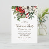 ホワイトポインセチア冬のベリーのクリスマスパーティー 招待状 (スタンド正面)