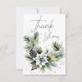ホワイトポインセチア冬ブライダルシャワー サンキューカード (正面)