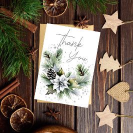 ホワイトポインセチア冬ブライダルシャワー サンキューカード